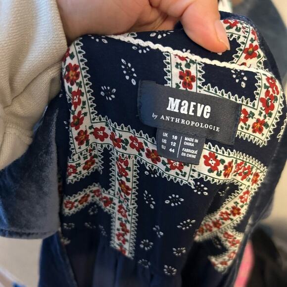 Maeve Blue Velvet Belted Wrap Shirt Dress - Picture 4 of 9